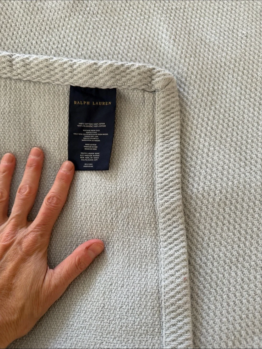 Ralph Lauren  Eggshell Blue Luxury Coverlet Blanket
